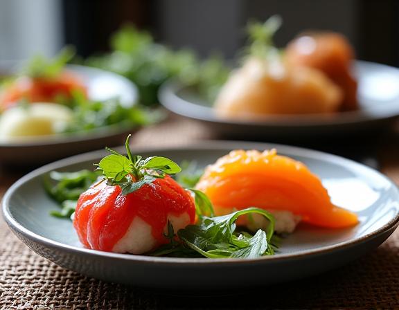 美しく盛り付けられた京料理の数々